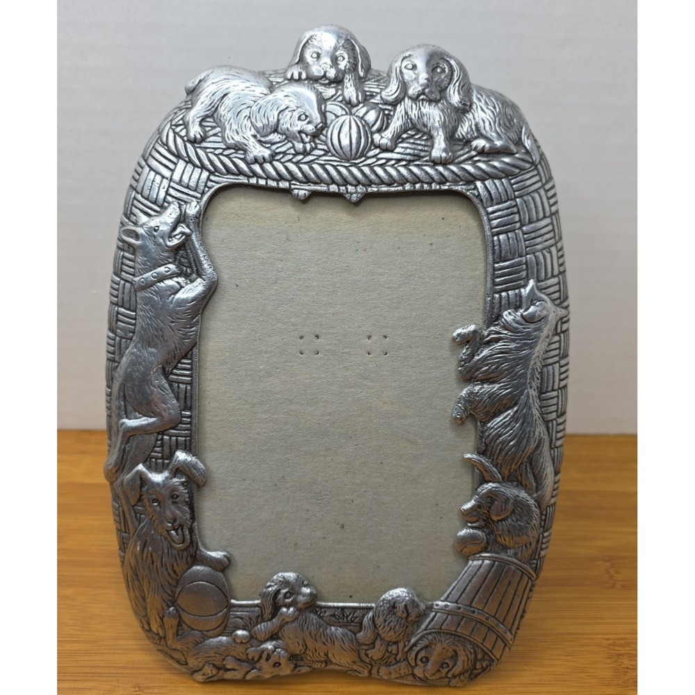 Vintage 1987 Arthur Court Puppy Dog Frame 5x7 Photo‎ Size Silver Aluminum Alloy